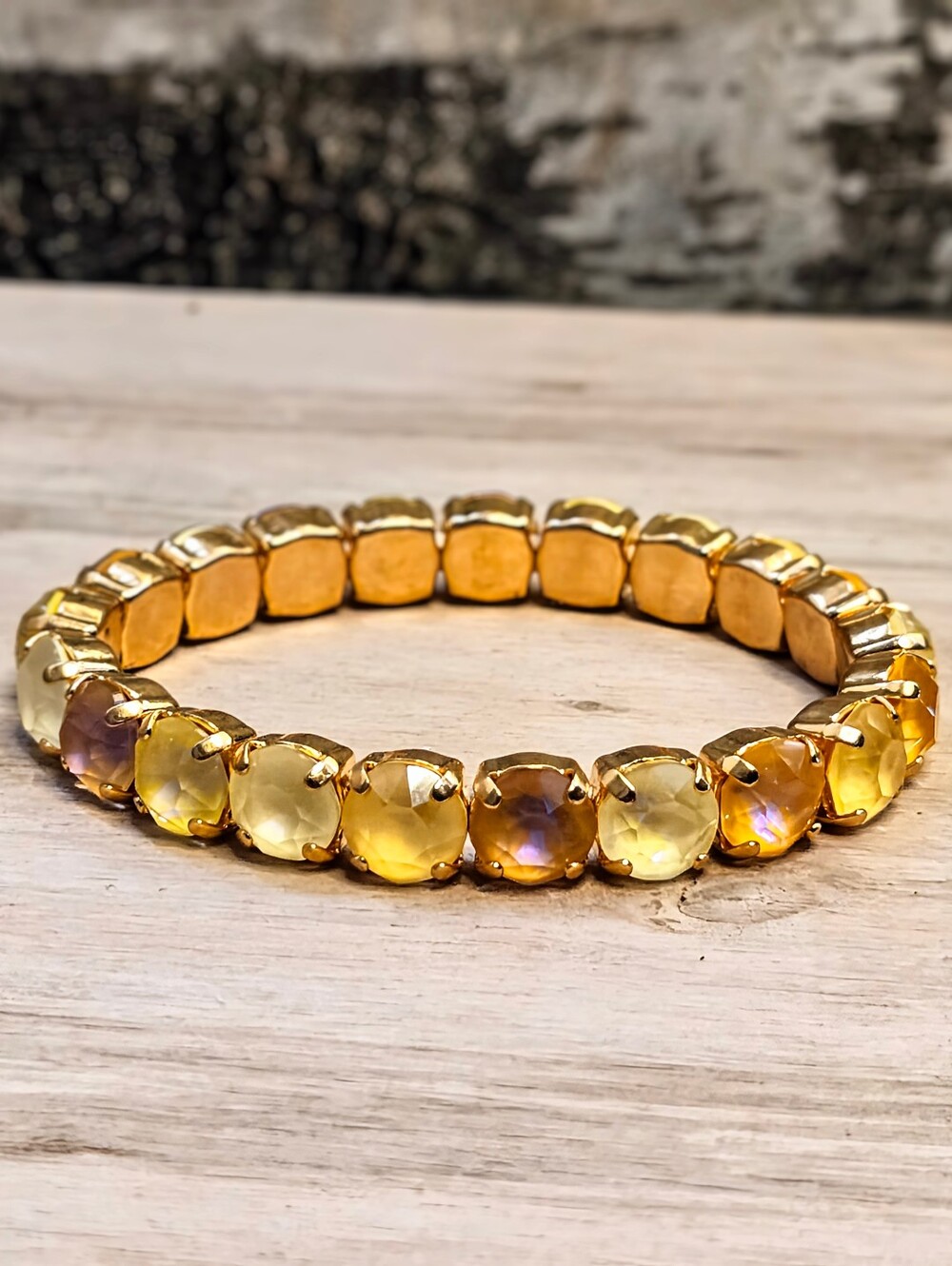 Ginger & Lemon Premium Crystals On Stretchy Bracelet Gold Plated